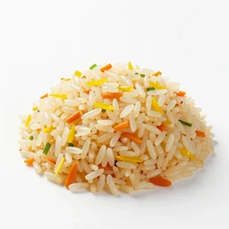 translucent fried rice, professional product shot, isolated on a pure white background, centered, entire object in frame, sharp focus, soft studio lighting