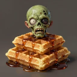 a zombie made out of waffles and syrup, digital painting by Moebius and Frank Frazetta. Trending on artstation.