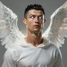 Portrait of Cristiano Ronaldo, white glowing eyes, black hair, cloak, ethereal wings, male, fantasy, extremely detailed, digital painting, artstation, concept art, smooth, sharp focus, illustration, stunning lighting, art by artgerm and greg rutkowski and alphonse mucha and simon stalenhag, realistic character concept, high fantasy, light atmosphere, golden ratio, cinematic lighting, hyperdetailed, high resolution, insanely detailed and intricate, artstation, Marc Simonetti, Greg Rutkowski, 8k