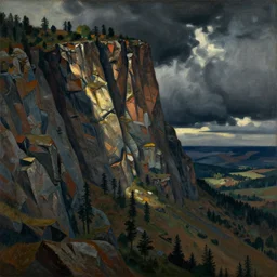 rocky cliff, by Max Beckmann