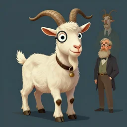 anthropomorphic nerdy goat. Renowned character illustration by greg rutkowski, thomas kindkade, alphonse mucha, loish, norman rockwell. Trending on FurAffinity.