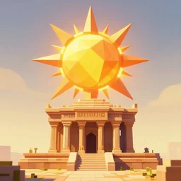 a blazing geometric sun above a monolithic temple, detailed, cell shaded, 4 k, warm colours, concept art, by stanley donwood, pixiv. cinematic dramatic atmosphere, sharp focus, volumetric lighting, cinematic lighting, studio quality