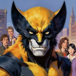 a vibrant illustration portrait of wizard wolverine with piercing eyes in very detailed city setting, art by frank frazetta, artgerm, michael whelan, chris riddell, greg rutkowski