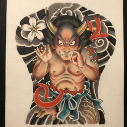 amazingly detailed japanese yokai tattoo