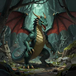 a dragon in its lair, illustration, digital art, trending on artstation