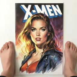 X-men comic book cover drawn by Rob Liefeld but with realistic feet, 90s comic book, comic book, Marvel, 90s, by Rob Liefeld