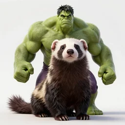 A ferret is The Hulk, hyperdetailed, artstation, cgsociety, 8k