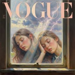 3 d, sci - fi, morning, old window, sun rays, two sleepy fashion model face, lightning clouds, vogue cover style, morning colors mood, cinematic, realistic painting, intricate oil painting, high detail, figurative art, multiple exposure, poster art, 3 d, by stanley kubrick and tooth wu and wlop and beeple and greg rutkowski