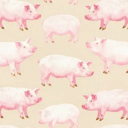 abstract pattern, art print, lithography, pink, beige, white, pigs