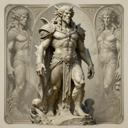 a detailed full body portrait of vozun in stone, by greg rutkowski and justin gerard, digital art, monstrous, art nouveau, baroque style, realistic painting, very detailed, fantasy, dnd, character design, trending on artstation