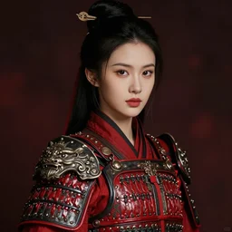 portrait of an ancient warrior red and black theme