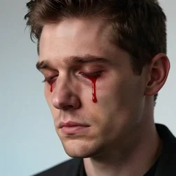 detailed portrait of the sad man crying blood, in the style of rob lefield and dan mumford, epic gradient, by atey ghailan, by greg rutkowski, by greg tocchini, by james gilleard, by joe fenton, by kaethe butcher, gradient pink turquiose, black and yellow color scheme, grunge aesthetic, graffiti tag, 8 k, clean, unreal engine 5