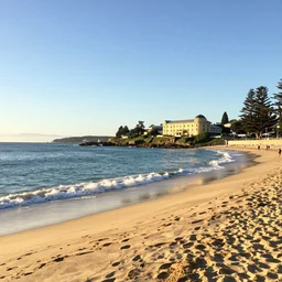 noosa main beach, summertime, first sun light, by piranesi