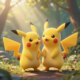 Cross between a pikachu and a rapidash, cinematic lighting, god rays!!!, by Bobby Chiu!!!!, by Nebezial, portfolio illustration, highly detailed, trending on Artstation, CGsociety, HQ, 8k, 35mm lens, f2.8, Bokeh, rendered in Octane.