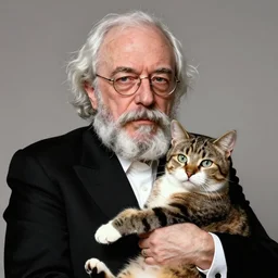 karl marx holding a cat that looks like bernie sanders