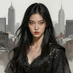 a portrait of a young asia argento as a sorceress, urban motifs, intricate, elegant, highly detailed, digital painting, trending on artstation, concept art, smooth sharp focus, illustration, art by artgerm and greg rutkowski
