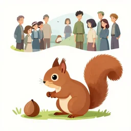 squirrel with a nut outside, clean cel shaded vector art. shutterstock. behance hd by lois van baarle, artgerm, helen huang, by makoto shinkai and ilya kuvshinov, rossdraws, illustration