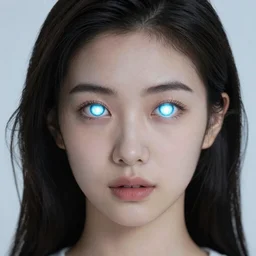 asian woman with glowing eyes