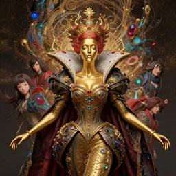 a beautiful queen with gold skin :: by Martine Johanna and Simon Stålenhag and Chie Yoshii and wlop and Guillermo del toro :: ornate, dynamic, particulate, rich colors, elegant, centered, artstation, smooth, sharp focus, octane render, 3d