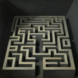 the maze from the shining, surrealist painting by Rene Magritte