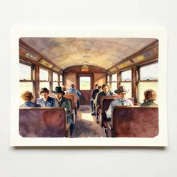 small centered on watercolor paper, paint brush strokes, abstract watercolor painting of classic western train interior, cinematic light, national romanticism by anders zorn, by hans dahl, by jesper ejsing, by greg rutkowski, by greg manchess, by tyler edlin, by craig mullins