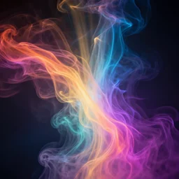 radiant neon lighting going through flowing smoke, volumetric lighting, ray tracing god rays, ultra 4K render, highly detailed, volumetric flowing smoke