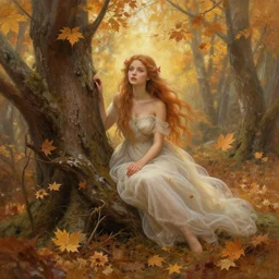 beautiful autumn fairy by greg rutkowski, fantasy, realism, trending on artstation