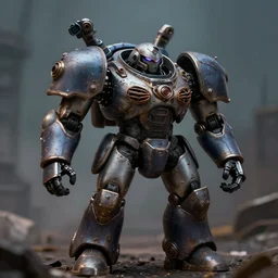 centurion battle mech, battle damaged, shallow depth of field, moody lighting, 8 k,