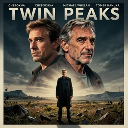 Twin Peaks poster artwork by Artem Chebokha, Michael Whelan and Tomer Hanuka, Rendering of Dr. George Clooney, full of details, by Makoto Shinkai and thomas kinkade, Matte painting, trending on artstation and unreal engine