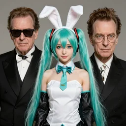 hatsune miku with two white bunny ears, Advertising photography by Mario Testino, Stanley Artgerm Lau, WLOP, Andrei Riabovitchev, photorealist style, masterpiece, trending on artstation, cgstudio