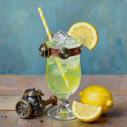 oil painting of Steampunk Lemonade, vivid details