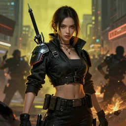 cyberpunk warrior soldier in a city riot, by donato giancola