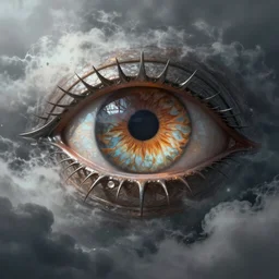 highly detailed eye of sauron in the stormy clouds soft lighting insanely detailed concept art by luis royo, beksinski, boris vallejo, todd mcfarlane, lotr, soft lighting, particle fx renderer photorealistic