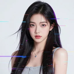 asian girl glitch art, breathtaking