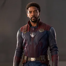 film still of Chadwick Boseman as Star Lord in Guardians of the Galaxy