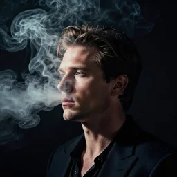 a man's head replaced with a puff of smoke, annie liebowitz