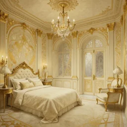 a liminal hotel room made of ivory and gold, highly intricate, digital art, very detailed, in the style of a weird and dark eerie liminal art nouveau flemish painting
