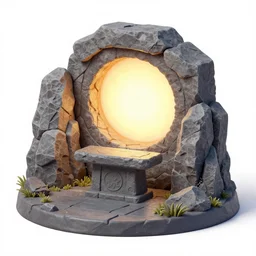 Mounts runa stone altar, glow stone rock round portal, trending on artstation, 30mm, by Tyler Edlin, by Noah Bradley