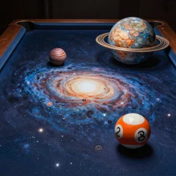 pool balls made from ours galaxy’s planets, painting