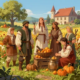 slavic harvest festival, epic fantasy, colorfully, digital art, concept art, detailed illustration, hd, 4 k, digital art, by anato finnstark trending on artstation