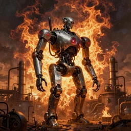 Mech robot industrial complex. By Joseph Mallord William Turner, fractal flame, highly detailded