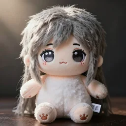 cute fumo plush of a distressed harpy girl, anime girl
