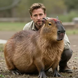 ryan gosling style capybara, screenshot from the film drive
