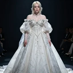 fashion model billie eilish wearing wedding dress  high detail lineart dramtic lighting artstation by trevor henderson by rossd raws cinematic dramatic