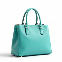 turquoise handbag, clean 3d render, octane render, isolated on a pure white background, centered, entire object in frame, sharp focus, soft studio lighting