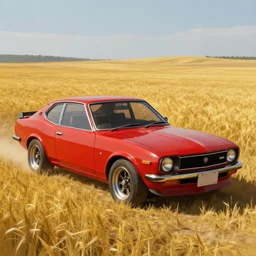 candy red 1 9 7 0 s torana lx, digital painting in fields of gold, highly detailed, concept art, trending on artstation, epic composition, sharp focus, flawless render, masterpiece, volumetric lighting