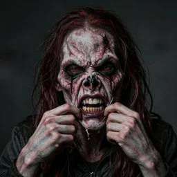 ripping off a fake face ro reveal the true monster inside 8 k creepy hyperrealism