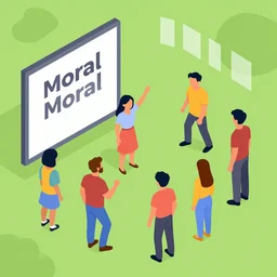 isometric flat art graphic for story from moral that is exciting and promotional