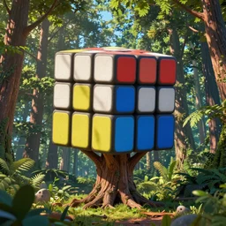 huge tree as a rubic cube on a forest, au naturel, hyper detailed, digital art, trending in artstation, cinematic lighting, studio quality, smooth render, unreal engine 5 rendered, octane rendered, art style by pixar and dreamworks and disney and riot