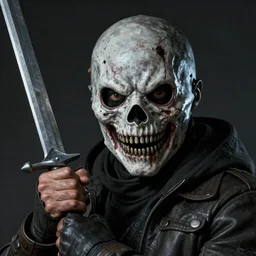 a 3 d render of a masked serial killer wearing a scary terrifying mask and holding a melee weapon, horror, sharp focus, highly detailed, detailed eyes, high quality, digital painting, hyperrealistic, by artgerm, gaston bussiere, j. c. leyendecker, craig mullins